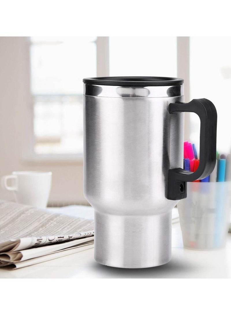 GGOOT 12v 450ml Car Heating Cup Electric Smart Heated Coffee Cup, Travel Mugs Drinking Thermos KettleBottle Fast Boiling Water Heating(Black and Silver) - Image 3