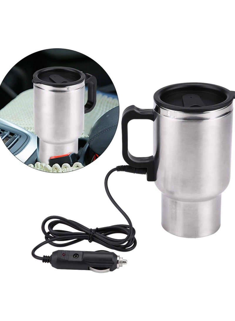 GGOOT 12v 450ml Car Heating Cup Electric Smart Heated Coffee Cup, Travel Mugs Drinking Thermos KettleBottle Fast Boiling Water Heating(Black and Silver) - Image 4