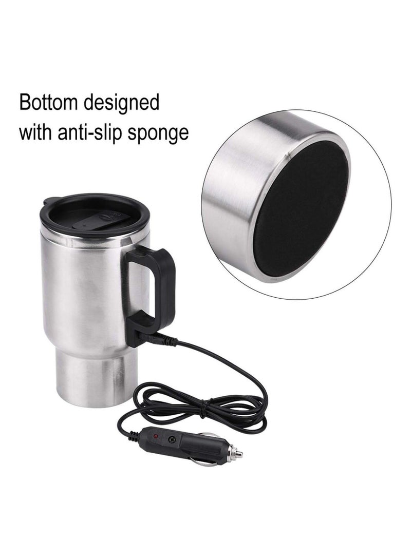 GGOOT 12v 450ml Car Heating Cup Electric Smart Heated Coffee Cup, Travel Mugs Drinking Thermos KettleBottle Fast Boiling Water Heating(Black and Silver) - Image 5