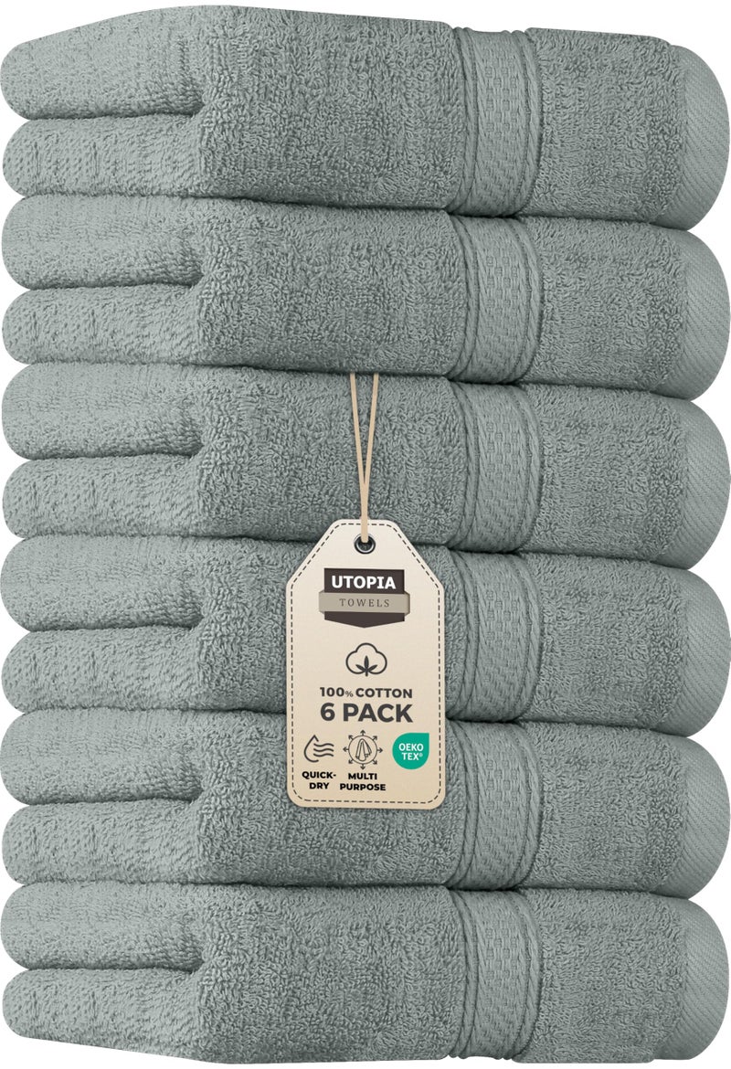 Utopia Towels 6 Pack Premium Hand Towels Set 16 by 28 inches 100 Ring Spun Cotton Ultra Soft and Highly Absorbent 600GSM Towels for Bathroom Gym Shower Hotel and Spa Cool Grey