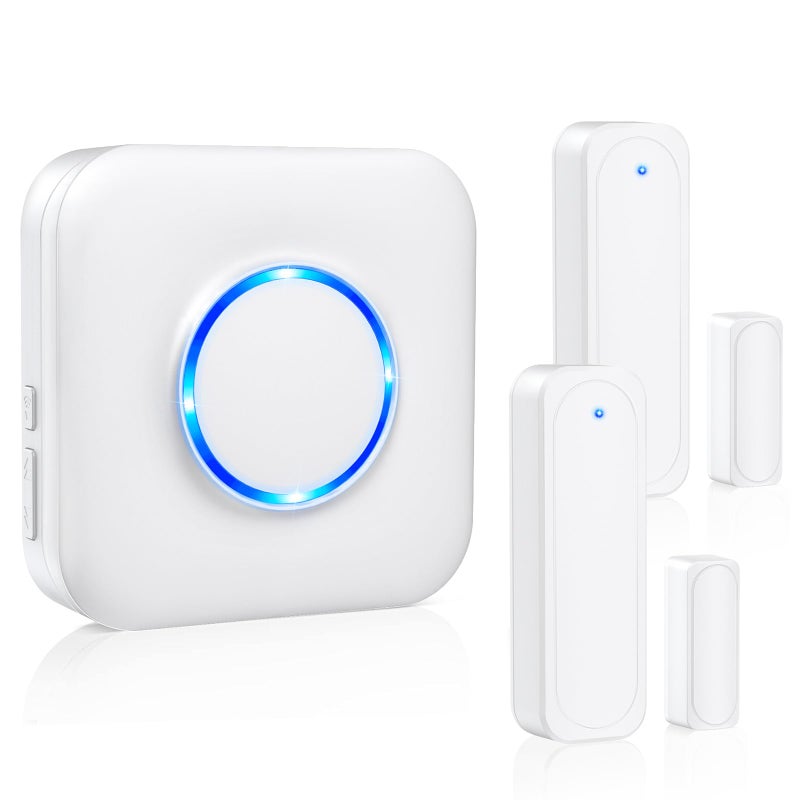 Satisure Door Chime, Satisure Wireless Door Open Contact Sensor Alarm Chime with 600 FT Range 58 Chimes 5 Volume Levels LED Indicators (1 Receivers & 2 Sensors) - Image 1