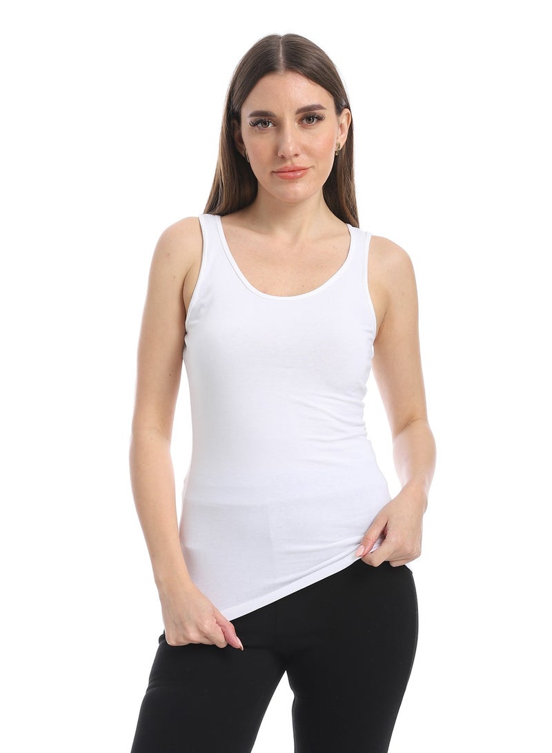 Andora Cotton Basic Plain Tank Top_White - Image 1