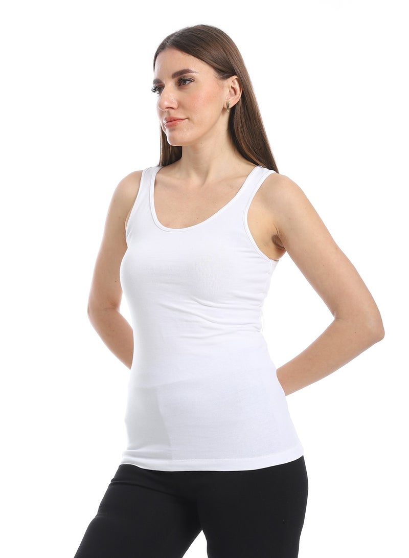 Andora Cotton Basic Plain Tank Top_White - Image 2