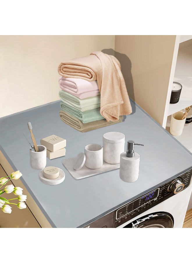 Simple Solid Color Washing Machine Non-slip Household Mat Top Dustproof Sunscreen Mat Practical Storage Mat Manufacturers Wholesale-Dimensions:Laundry Mat 50*60cm 654g - Image 3