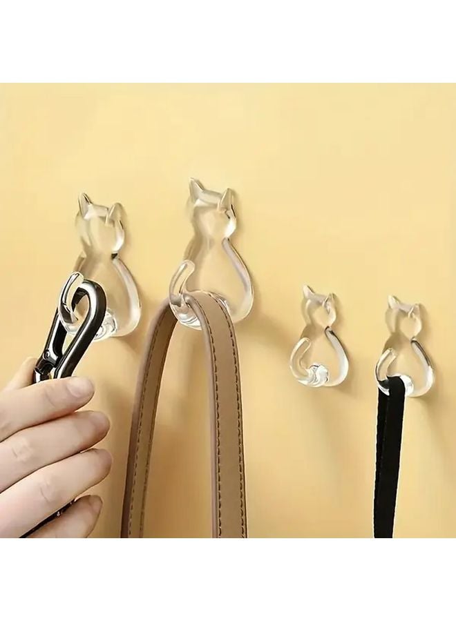 Transparent Cat Tail Sticky Hooks Wall Mounted No Drill Waterproof Space Saving - Image 3