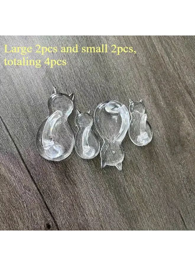 Transparent Cat Tail Sticky Hooks Wall Mounted No Drill Waterproof Space Saving - Image 1