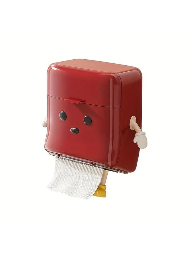 Red Wall Mounted Tissue Box No Drill Home Decor For Living Room Bedroom - Image 1