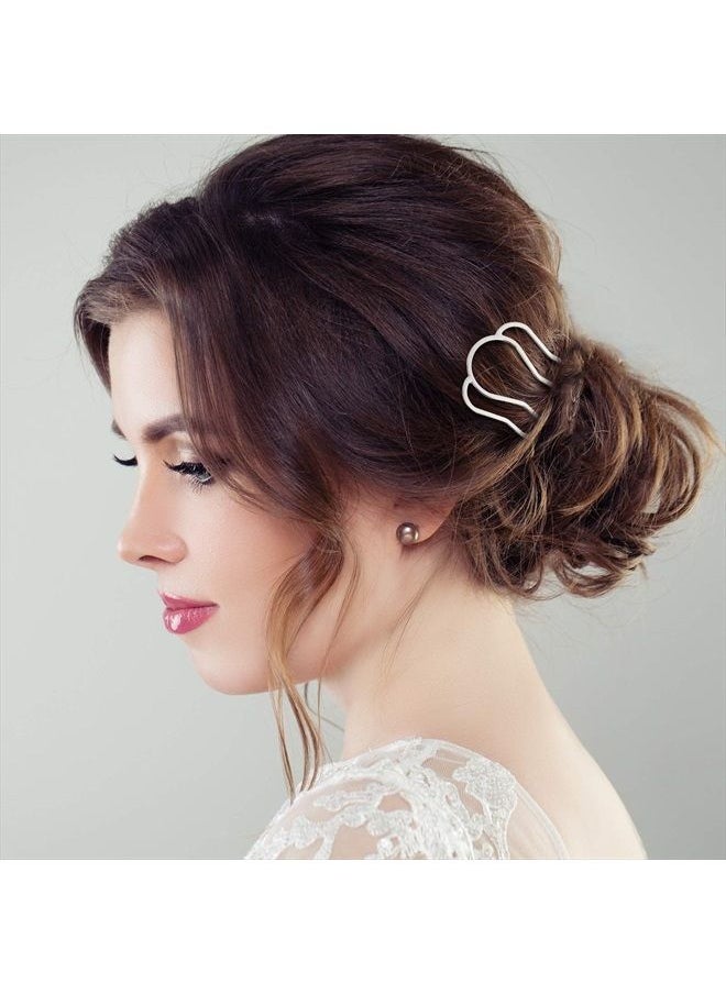 Chuangdi 6 Pieces Hair Fork Clip Stick 87 mm Side Hair Comb 4 Prong Hair Updo Bun Hairpin Sticks Alloy Hair Clips Grips for Women Hair Styling Tool Accessories (Gold, Silver and Rose Gold)  - Image 4