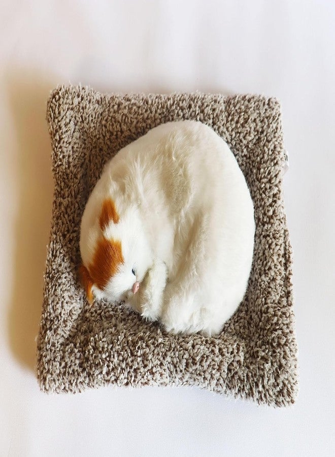 Tickles Cute Sleeping Cat on Carpet Silicone Animal Toy for Kids, Car Dashboard, Home Decor, Office Desk Decoration (Size: 8 cm Color: White) - Image 4