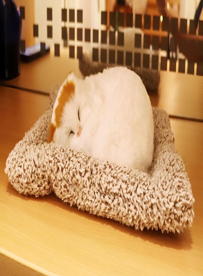 Tickles Cute Sleeping Cat on Carpet Silicone Animal Toy for Kids, Car Dashboard, Home Decor, Office Desk Decoration (Size: 8 cm Color: White) - Image 2