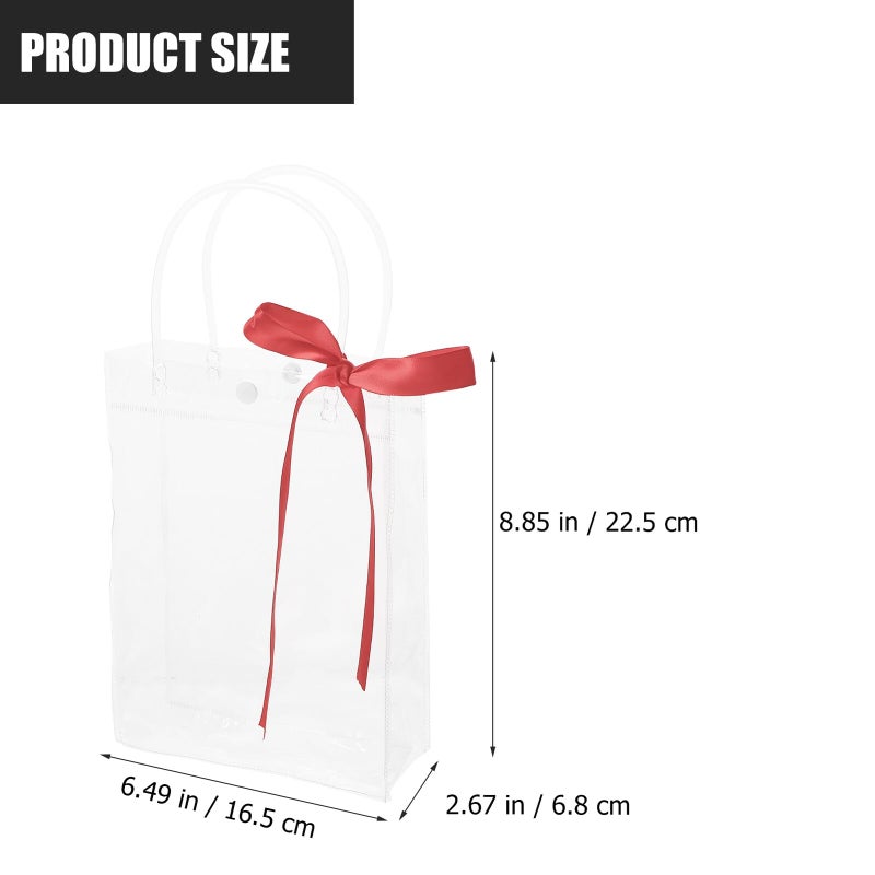 5 Pcs Small PVC Party Favor Bags with Red Ribbon and Stickers for Candy Wine Gifts Packaging - Image 3