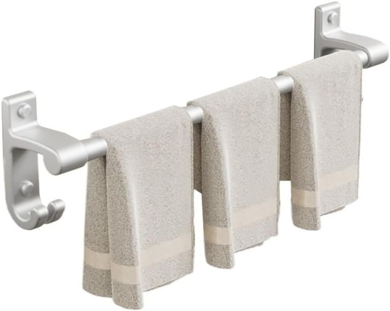 Shower Shelf Bathroom Towel Bar with Hooks, Thicken Aluminum Towel Hanger, No Drilling Wall Mounted Towel Rack, Modern Home Decor Towel Rod Shower Shelves(Matt,70cm) - Image 1