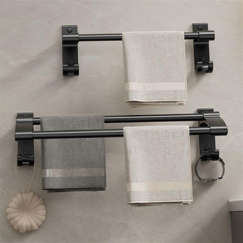 Shower Shelf Bathroom Towel Bar with Hooks, Thicken Aluminum Towel Hanger, No Drilling Wall Mounted Towel Rack, Modern Home Decor Towel Rod Shower Shelves(Matt,70cm) - Image 5