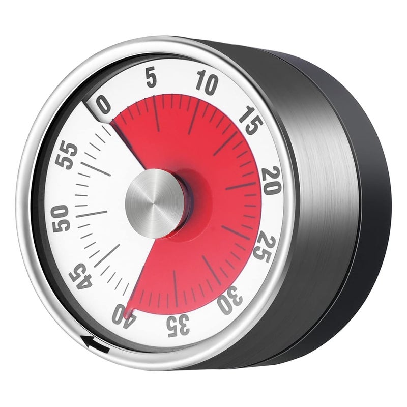 KINJORU Mechanical Kitchen Timer Magnetic Visual 360 Rotary Countdown Timer with Alarm Stainless Steel Timer for Cooking Baking Studying Fitness Teaching WQ6 - Image 1
