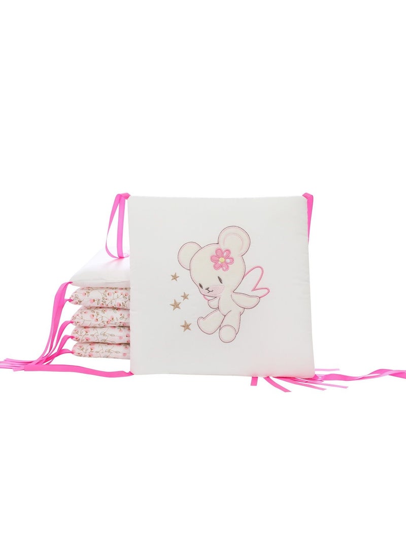 Baby Crib Bumper Set with Angel Teddy Bear Design, Pink - Image 4
