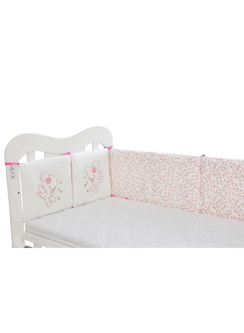 Baby Crib Bumper Set with Angel Teddy Bear Design, Pink - Image 2