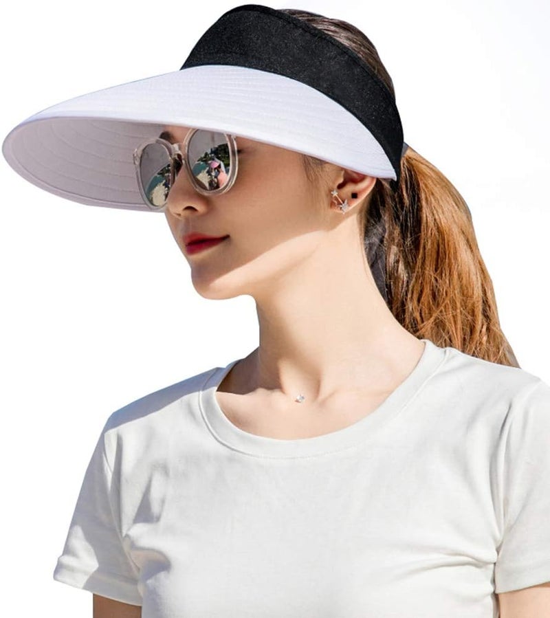 CAMOLAND Sun Visor Hats Women Large Brim Summer UV Protection Beach Cap - Image 1