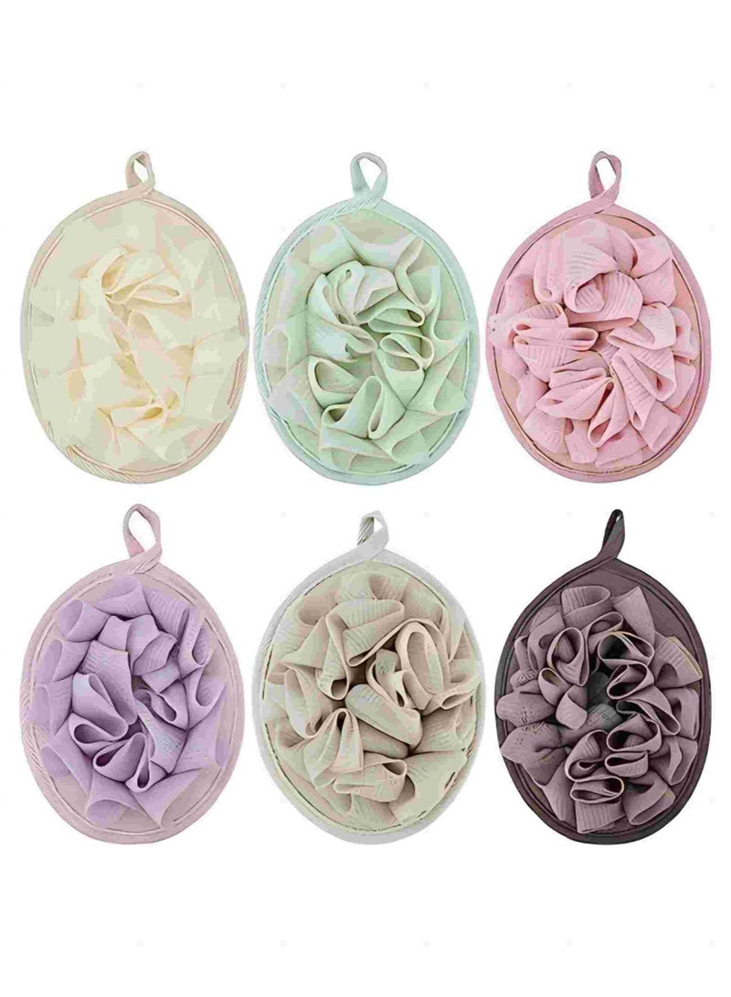 ORiTi Ball Exfoliating Body Loofah Pad Shower Scrubber Ball Shower Glove with Flower Bath Ball 6 PCS  - Image 1
