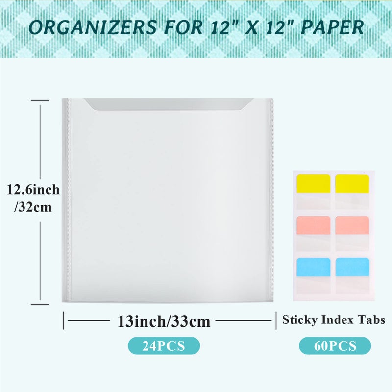 Caydo 24-Piece Scrapbook Paper Storage Organizer, 12 x 12 Inch with Sticky Index Tabs for Holding Paper, Cardstock, Vinyl, Photos - Image 2