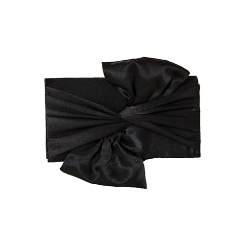 Simcat Womens Clutch Bag,Pleated Satin Handbag Lady Pleated Bow Purse Evening Bag with Chain for Wedding Prom Formal Party (Black) - Image 1