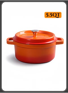 nihao 5.5QT Large Capacity Enameled Cast Iron Dutch Oven with Lid – Dual Handles – Oven Safe up to 500° F or on Stovetop – Use to Marinate, Cook, Bake, Refrigerate and Serve 26CM Diameter – Orange  - Image 1