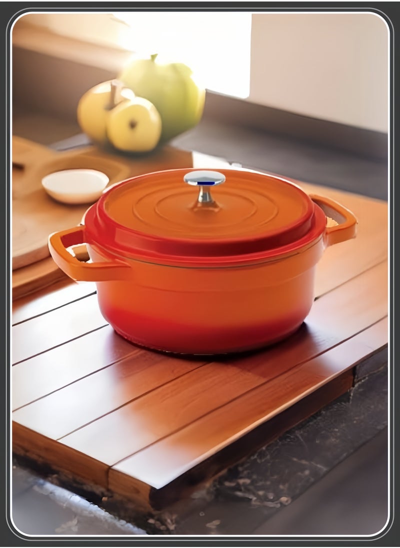 nihao - 5.5QT Large Capacity Enameled Cast Iron Dutch Oven with Lid – Dual Handles – Oven Safe up to 500° F or on Stovetop – Use to Marinate, Cook, Bake, Refrigerate and Serve 26CM Diameter – Orange - Image 1
