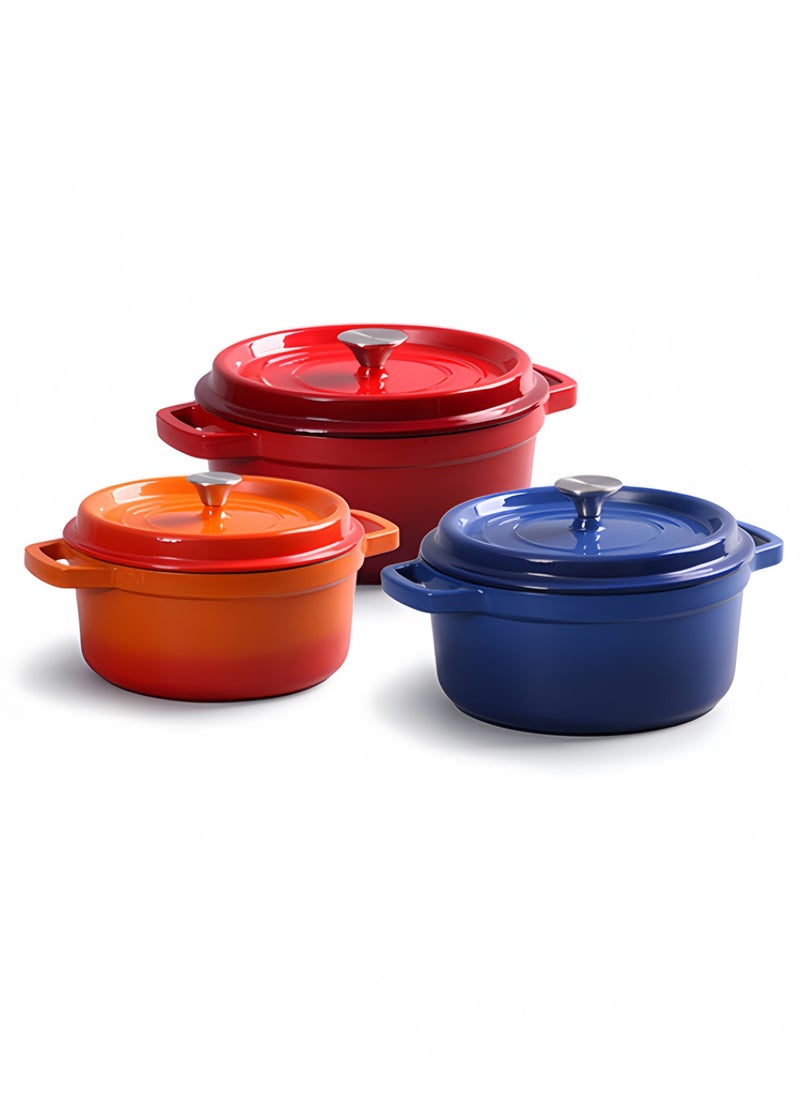 nihao - 5.5QT Large Capacity Enameled Cast Iron Dutch Oven with Lid – Dual Handles – Oven Safe up to 500° F or on Stovetop – Use to Marinate, Cook, Bake, Refrigerate and Serve 26CM Diameter – Orange - Image 1
