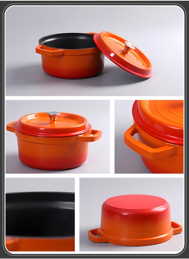 nihao - 5.5QT Large Capacity Enameled Cast Iron Dutch Oven with Lid – Dual Handles – Oven Safe up to 500° F or on Stovetop – Use to Marinate, Cook, Bake, Refrigerate and Serve 26CM Diameter – Orange - Image 1