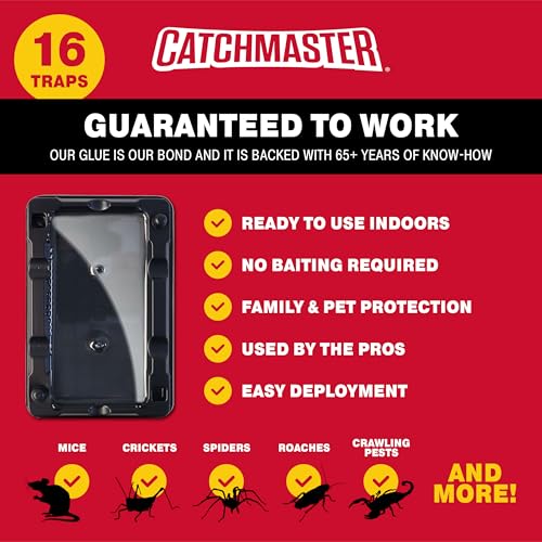 Catchmaster Mouse & Insect Glue Traps 16-Pk, Adhesive Rodent & Bug Catcher, Mouse Traps Indoor for Home, Sticky Glue Boards for Mice and Insects, Pest Control for House & Garage - Image 3