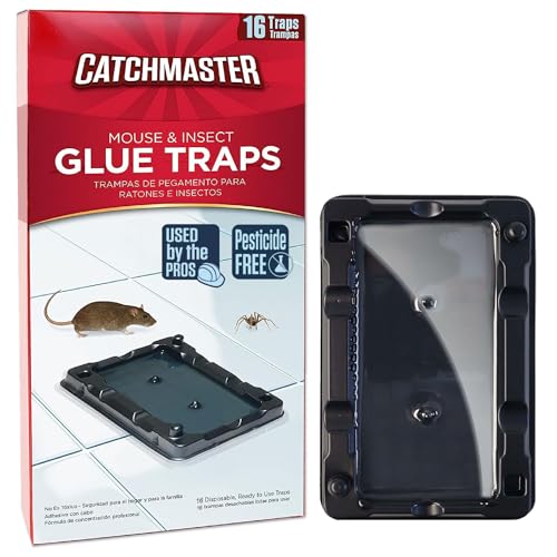 Catchmaster Mouse & Insect Glue Traps 16-Pk, Adhesive Rodent & Bug Catcher, Mouse Traps Indoor for Home, Sticky Glue Boards for Mice and Insects, Pest Control for House & Garage - Image 1