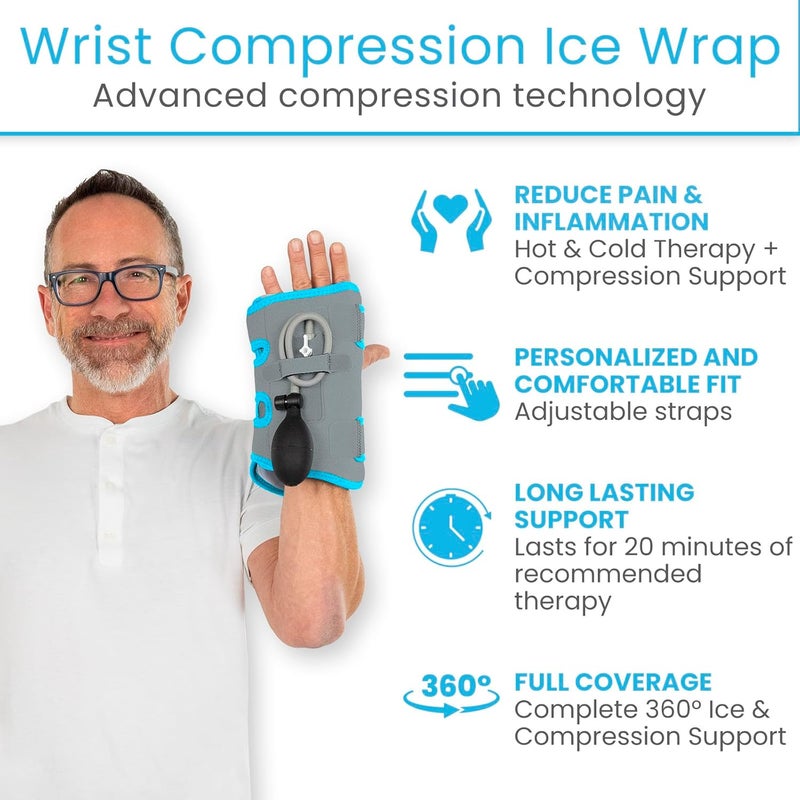 VIVE Wrist Ice Pack Wrap with Compression for Carpal Tunnel Relief  Hand Brace with Hot  Cold Therapy for Inflammation Arthritis Swelling  PostSurgery Gray - Image 2