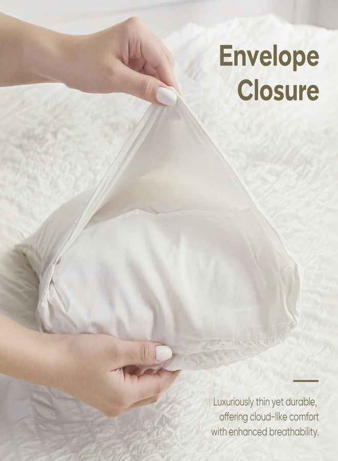 طقم أغطية وسائد جيليموني القياسي من قماش السيرسيكر، عبوة من قطعتين، أغطية وسائد بيضاء قابلة للتهوية مع إغلاق ظرفي، أغطية وسائد سرير من البوليستر المحكم لأغطية سرير أنيقة (الوسائد غير متضمنة) - Image 5