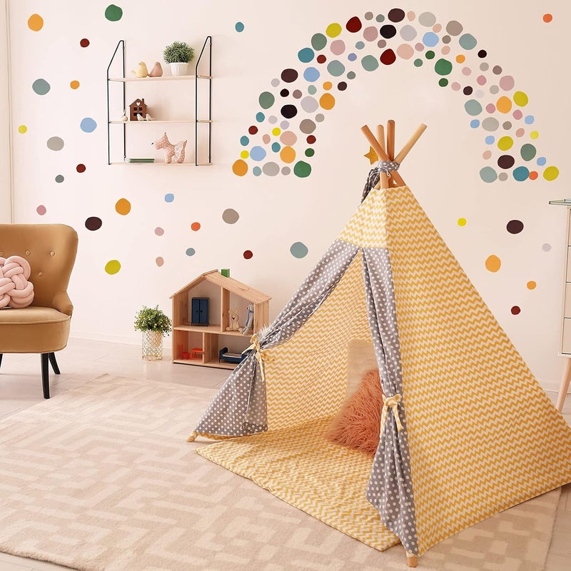 Epakh 296 Pcs Polka Dots Wall Decal Boho Rainbow Kids Playroom Wall Decor Gifts, Colorful Nursery Room Bedroom Classroom Watercolor Decal Art, Peel and Stick Modern Decor Sticker(Dark Colors) - Image 5