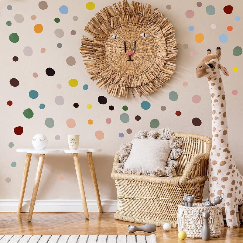 Epakh 296 Pcs Polka Dots Wall Decal Boho Rainbow Kids Playroom Wall Decor Gifts, Colorful Nursery Room Bedroom Classroom Watercolor Decal Art, Peel and Stick Modern Decor Sticker(Dark Colors) - Image 4