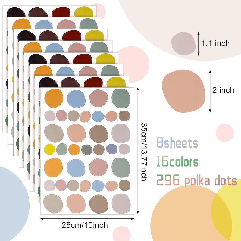 Epakh 296 Pcs Polka Dots Wall Decal Boho Rainbow Kids Playroom Wall Decor Gifts, Colorful Nursery Room Bedroom Classroom Watercolor Decal Art, Peel and Stick Modern Decor Sticker(Dark Colors) - Image 2