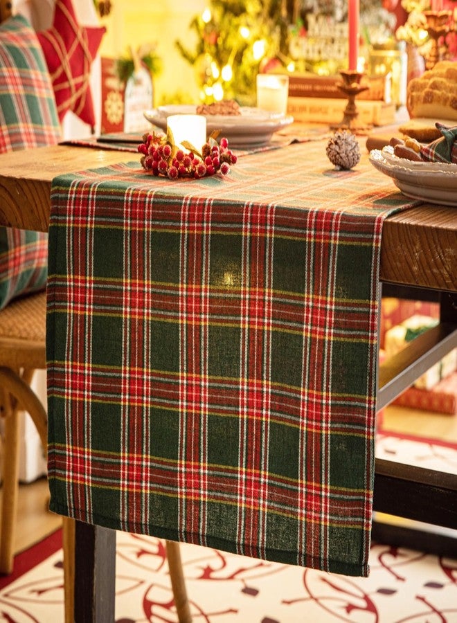 AQOTHES Red Green Plaid Christmas Table Runner, Winter Holiday Table Runners 72 inches Long, Xmas Decorations Indoor Outdoor Farmhouse Home Kitchen Dining Party Decor - Image 3
