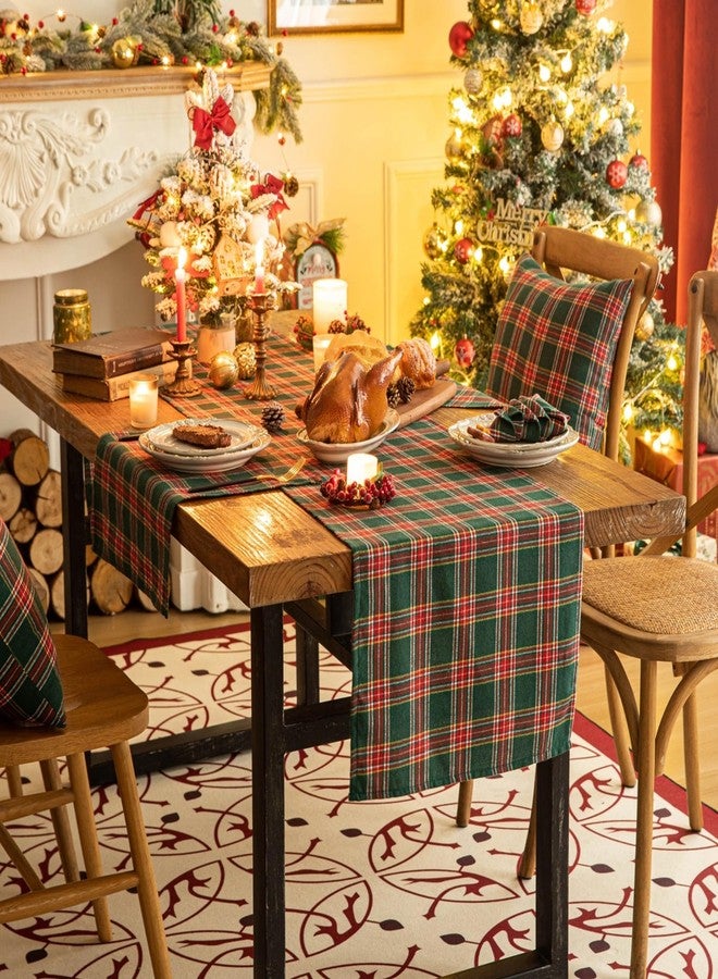 AQOTHES Red Green Plaid Christmas Table Runner, Winter Holiday Table Runners 72 inches Long, Xmas Decorations Indoor Outdoor Farmhouse Home Kitchen Dining Party Decor - Image 2