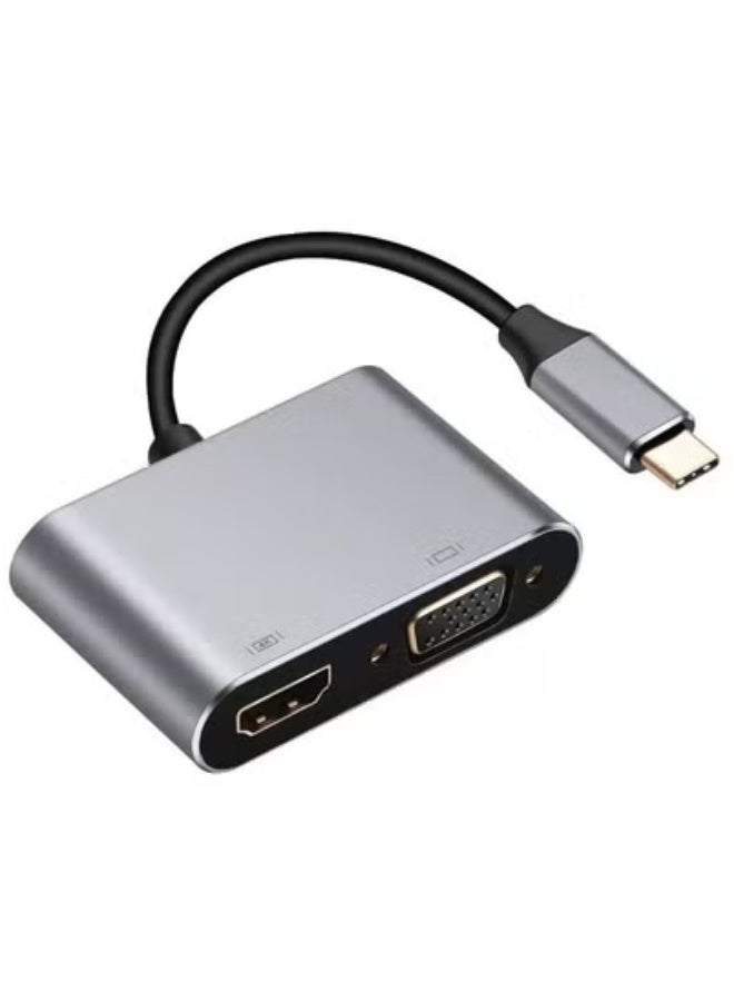 USB-C™ to VGA and HDMI Adapter, High Definition Aluminium Converter 4K Ultra HD Adapter with 1080 VGA and Dual Screen Display Support for MacBook Pro/Air, iPad Pro, MediaHub-C2 Grey - Image 2