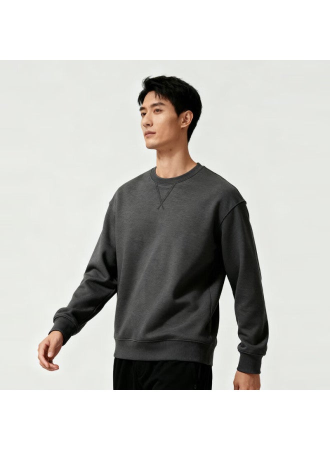 Markless Men's Sweatshirt 100% Cotton Autumn Casual Crewneck Pullover 0434 Dark Gray 2XL - Image 1