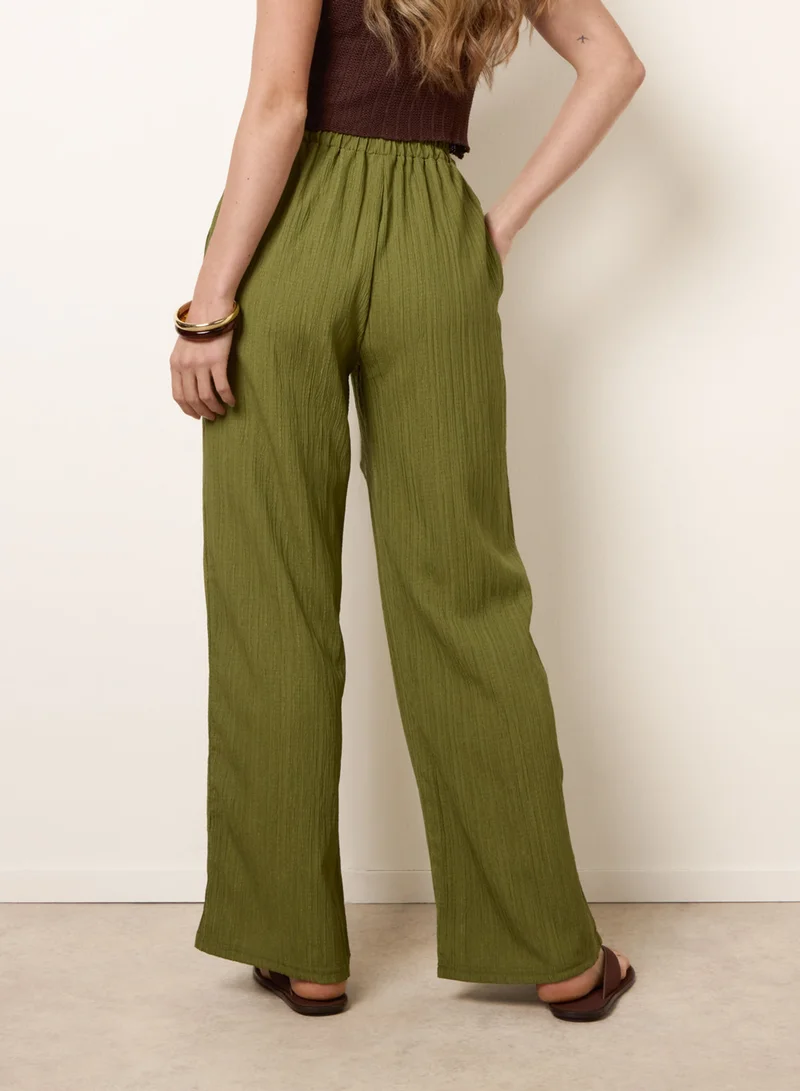 Blue Vanilla Drawstring Wide Leg Trousers