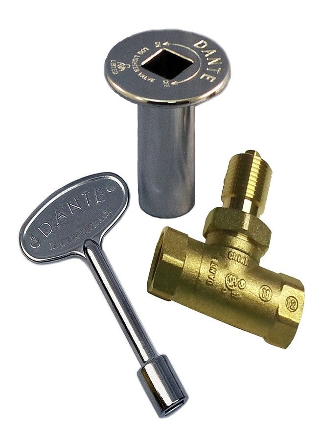 Dante Products Combo Pack with Straight 1/2-Inch, Quarter-Turn Ball Valve with Chrome Floor Plate and 3-inch Key