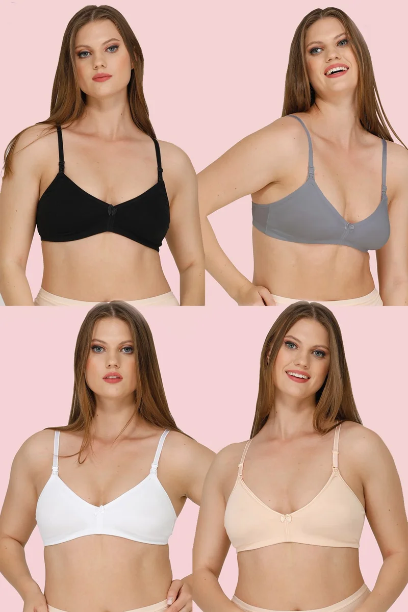 Parlingerie 4-Piece Nursing Bra Black-White-Nude-Grey