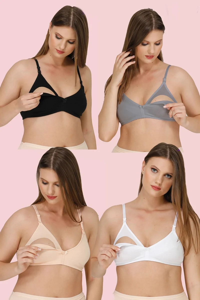 Parlingerie 4-Piece Nursing Bra Black-White-Nude-Grey