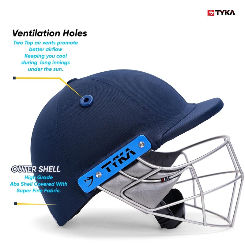 TYKA Force (Match) Steel Grill Cricket Helmet with Back Adjuster - Lightweight, Strong for Cricketers (Navy, M) - Image 4