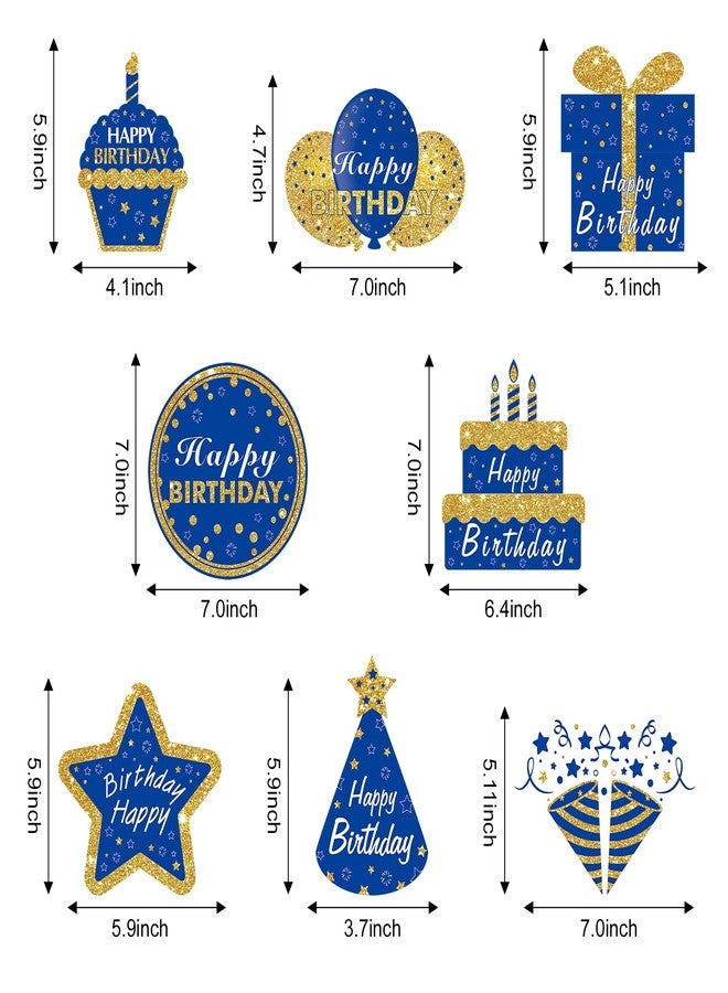 Turypaty Blue Gold Birthday Hanging Swirls Decorations for Men Women, Happy Birthday Foil Swirls Party Supplies, 10th 16th 21st 30th 40th 50th 60th Bday Ceiling Hanging Decor - Image 3