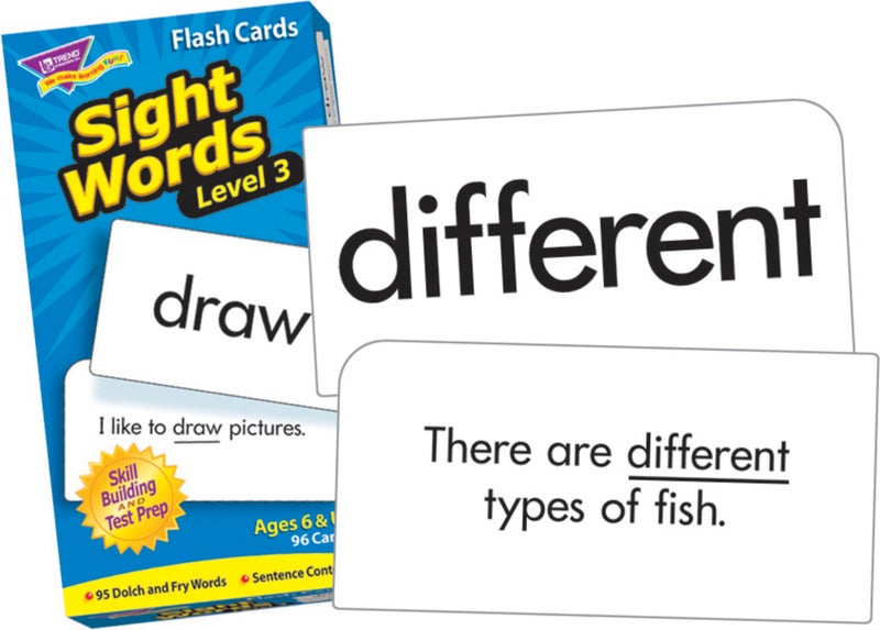 Trend Enterprises Sight Words Level 3 Skill Drill Flash Cards Dolch and Fry Words Sentence Context Great for Skill Building and Test Prep 96 Cards Included for Ages 8 and Up
