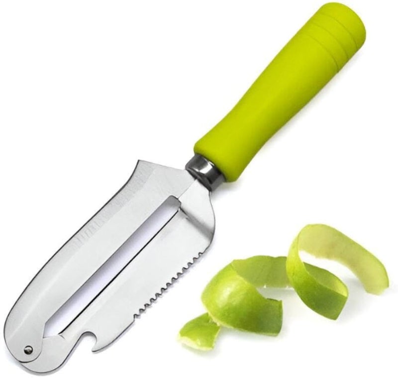 Paring Knife - Precision 4-in-1 Kitchen Tool with Sharp Stainless Blade, Built-in Vegetable Peeler, Scales Scraper, and Convenient Bottle Opener for Effortless Daily Cooking Tasks (1pcs)