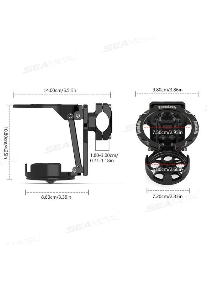 حامل أكواب قابل للطي، قطعة واحدة، حامل أكواب للدراجات النارية والهوائية، مصنوع من مادة ABS عالية الجودة، مزود بجهاز تثبيت، مناسب للدراجات الجبلية والنارية، حامل أكواب مشروبات عالمي، رف للركوب، رف تخزين (أسود) - Image 3