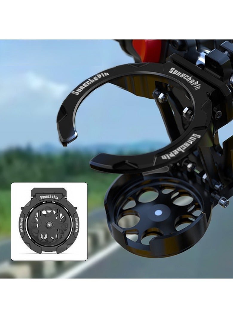 حامل أكواب قابل للطي، قطعة واحدة، حامل أكواب للدراجات النارية والهوائية، مصنوع من مادة ABS عالية الجودة، مزود بجهاز تثبيت، مناسب للدراجات الجبلية والنارية، حامل أكواب مشروبات عالمي، رف للركوب، رف تخزين (أسود) - Image 4