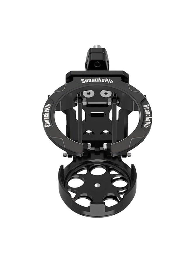 حامل أكواب قابل للطي، قطعة واحدة، حامل أكواب للدراجات النارية والهوائية، مصنوع من مادة ABS عالية الجودة، مزود بجهاز تثبيت، مناسب للدراجات الجبلية والنارية، حامل أكواب مشروبات عالمي، رف للركوب، رف تخزين (أسود) - Image 1